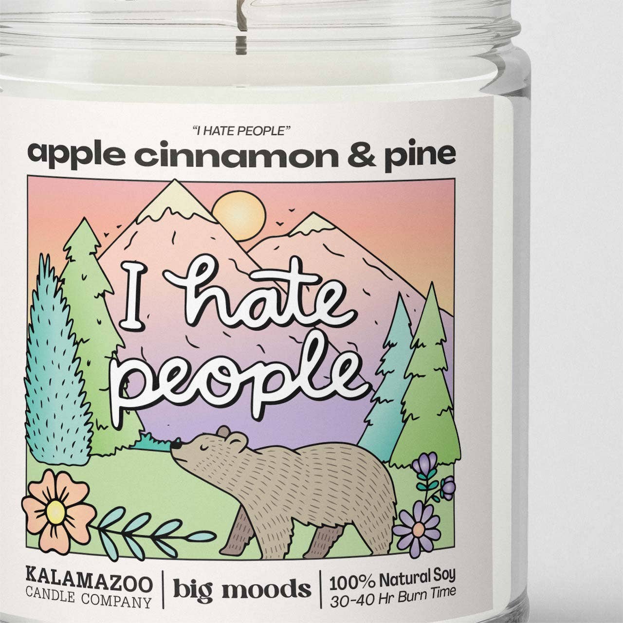 "I Hate People" Apple Cinnamon & Pine - Luxury Soy Candle