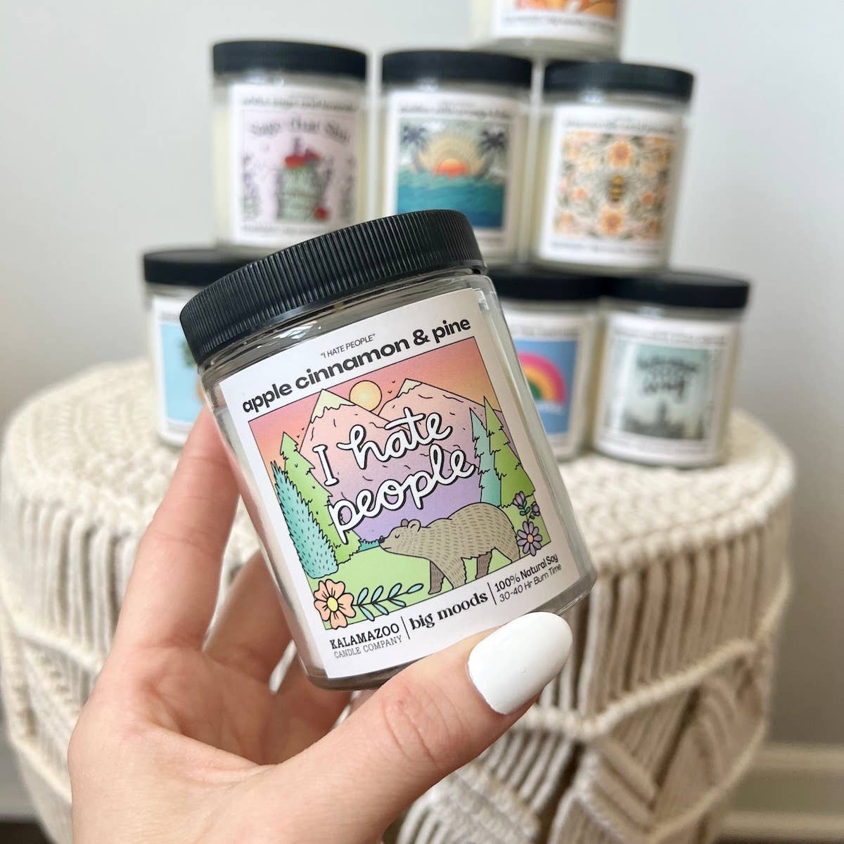 "I Hate People" Apple Cinnamon & Pine - Luxury Soy Candle
